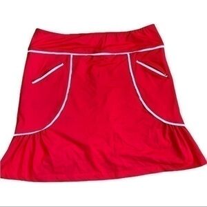 Swing dish tennis skirt size medium built-in shorts two zipper pockets red white